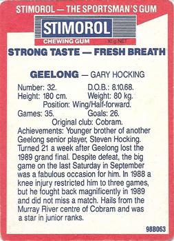 1990 AFL Scanlens Stimorol #23 Garry Hocking Back